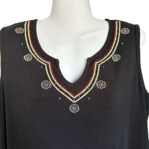Cotton Dress w/Embroidered Detail Neckline XL 16